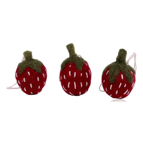 Hanging Felt Mini Strawberries Set of 3