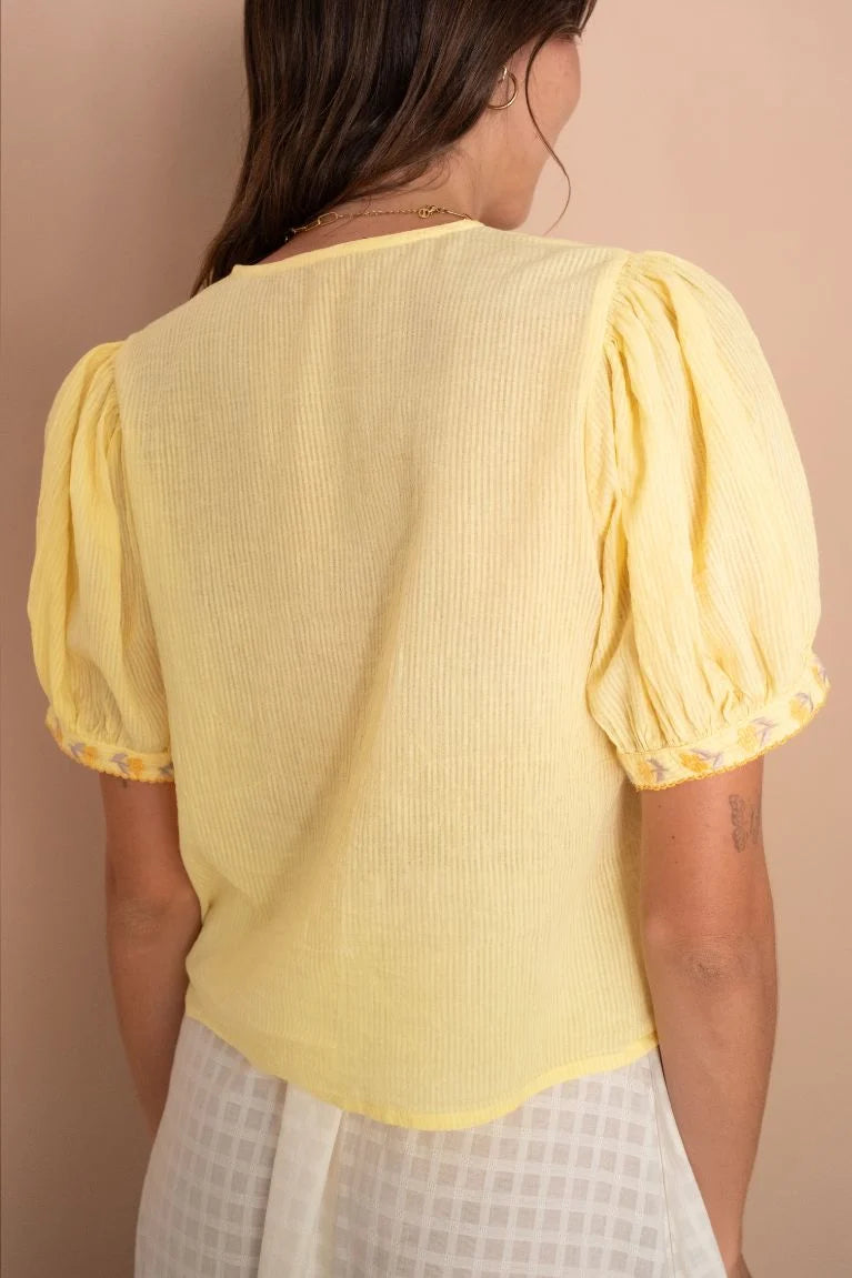 Gabby Tie Blouse Lemon