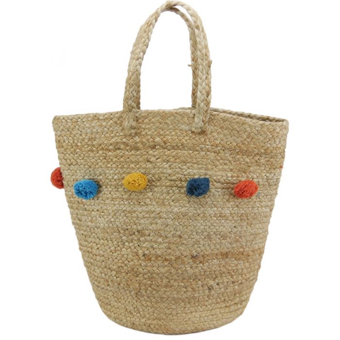 Jute Pompom Basket