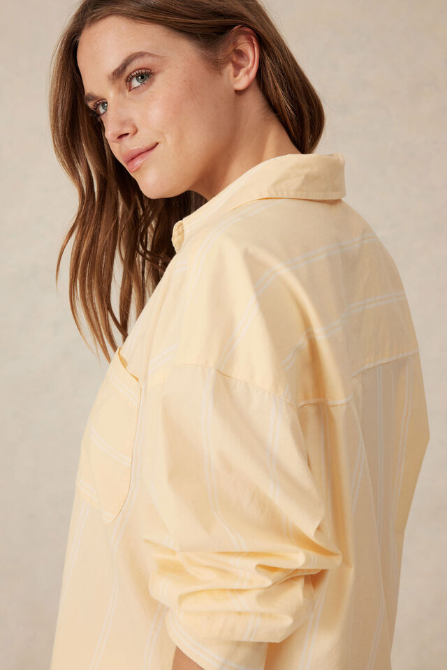 Oversized Poplin Shirt Butter White Stripe