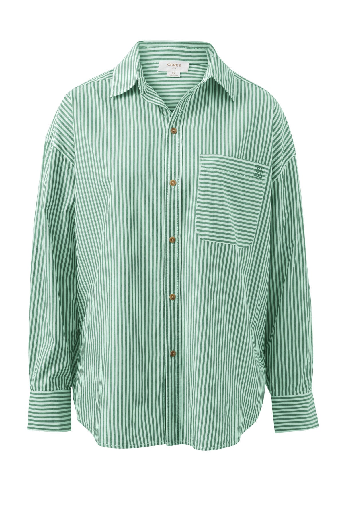 Peta Oversized Shirt Kelly Green White Stripe