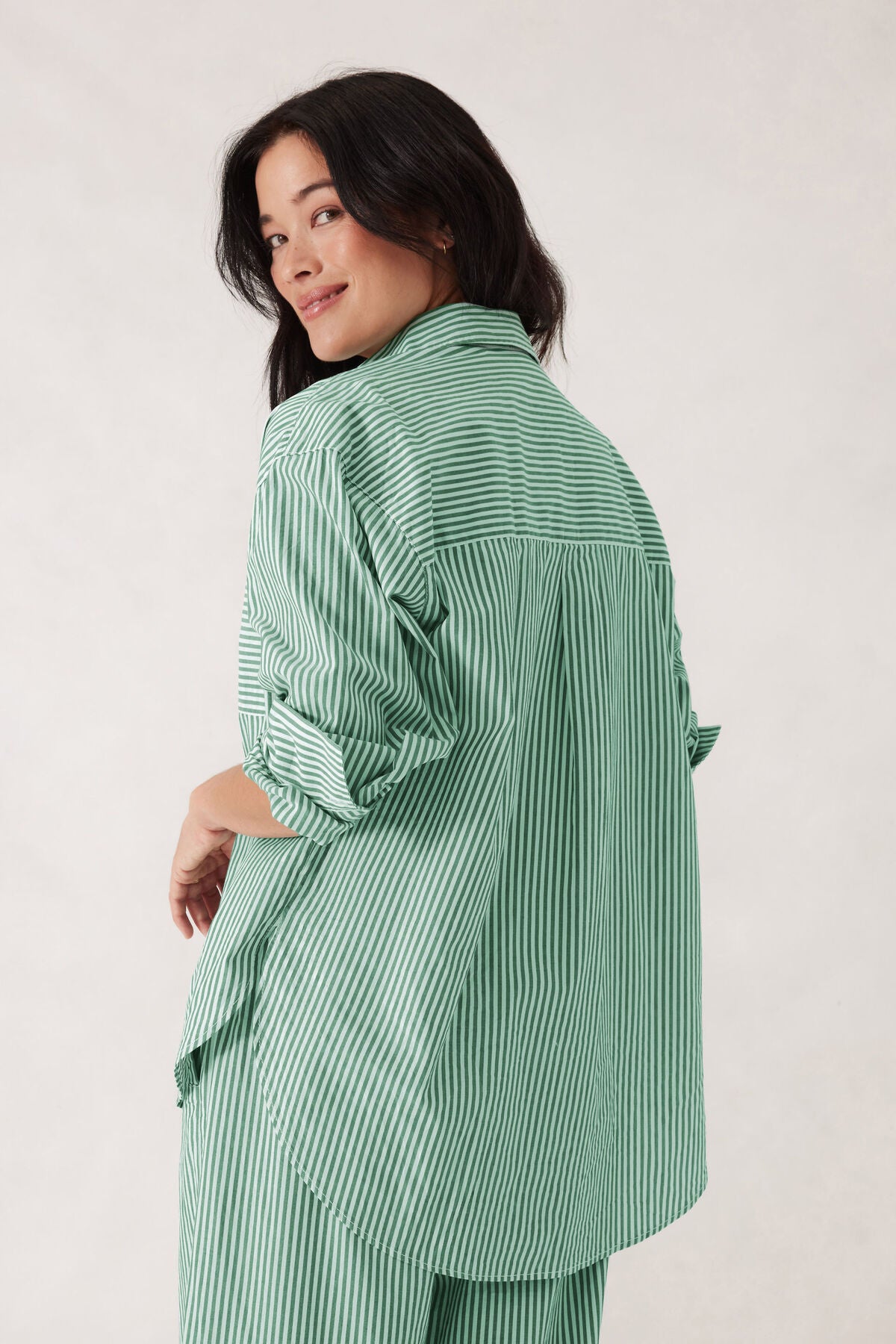 Peta Oversized Shirt Kelly Green White Stripe