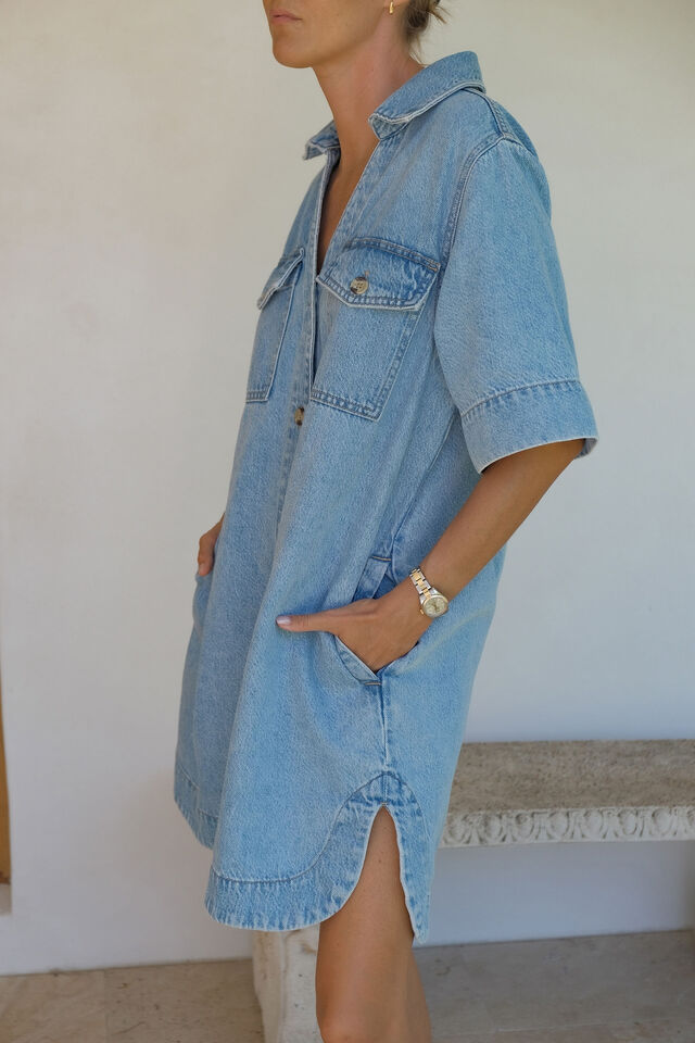 Boxy Shirt Dress Vintage Blue Denim