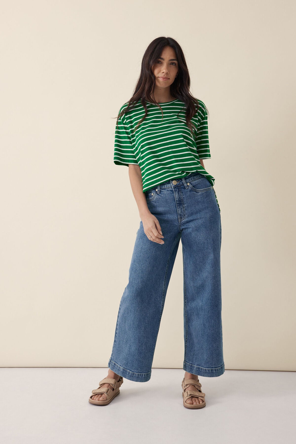 Slouchy Split Hem Tee Winter Green