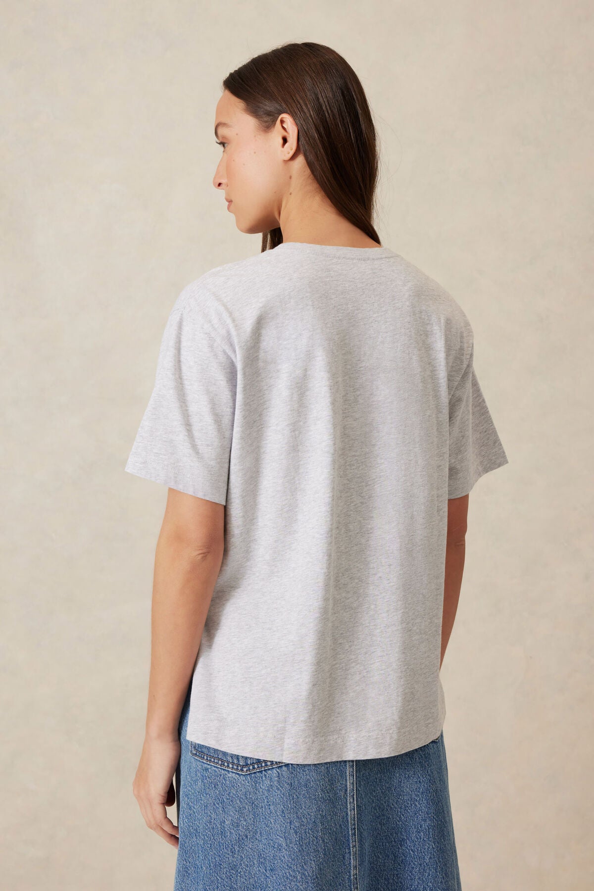 Slouchy Split Hem Tee Cloud Marle Anchor