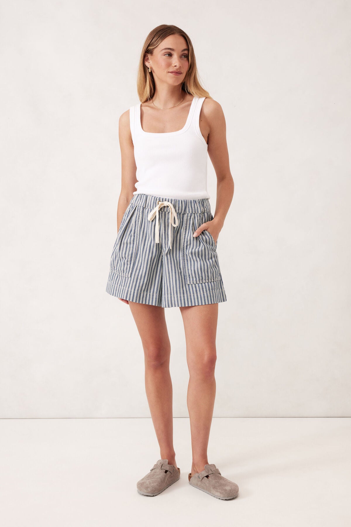 Relaxed Everyday Short Lagoon Blue Stripe