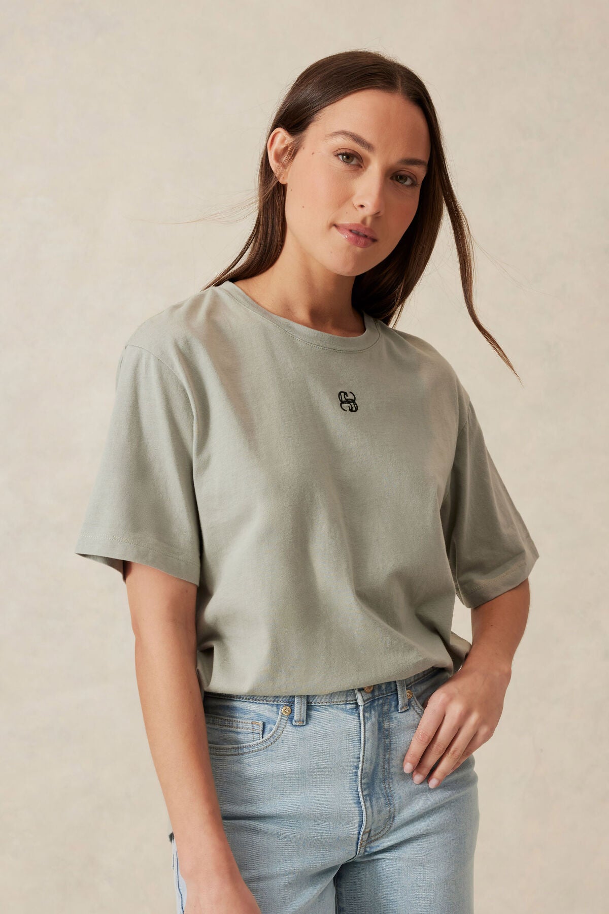 Longline Step Hem Tee - Soft Sage