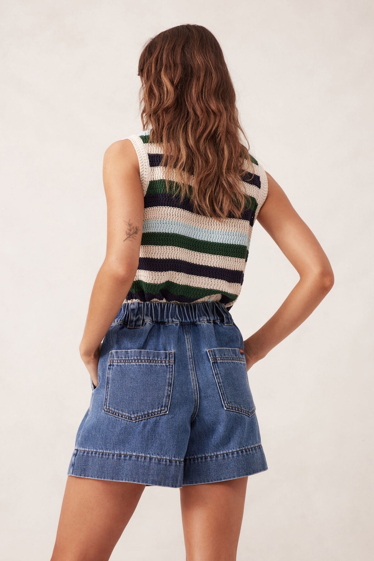 Pleat Front Short Washed Indigo