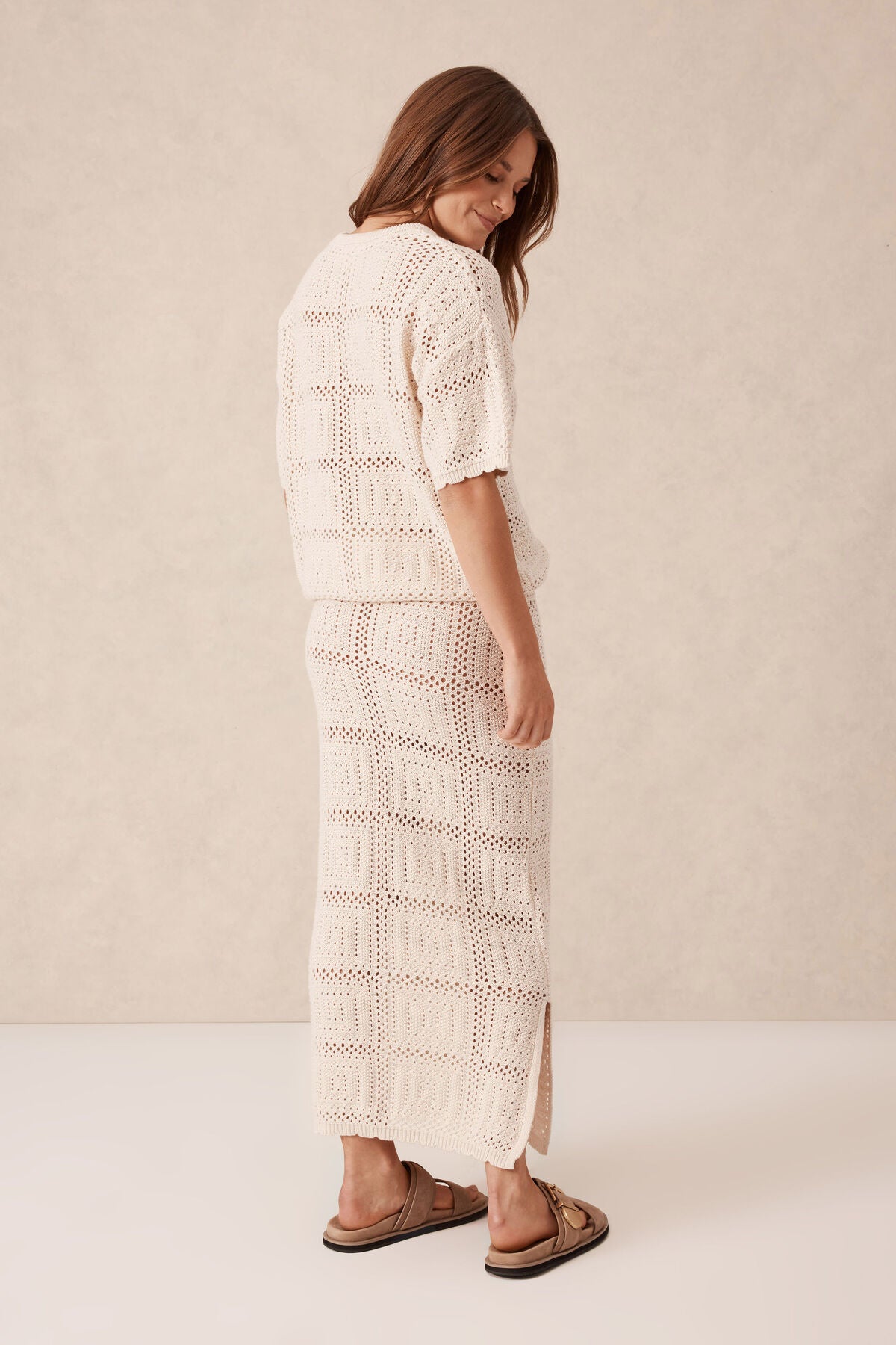 Square Knit Midi Skirt
