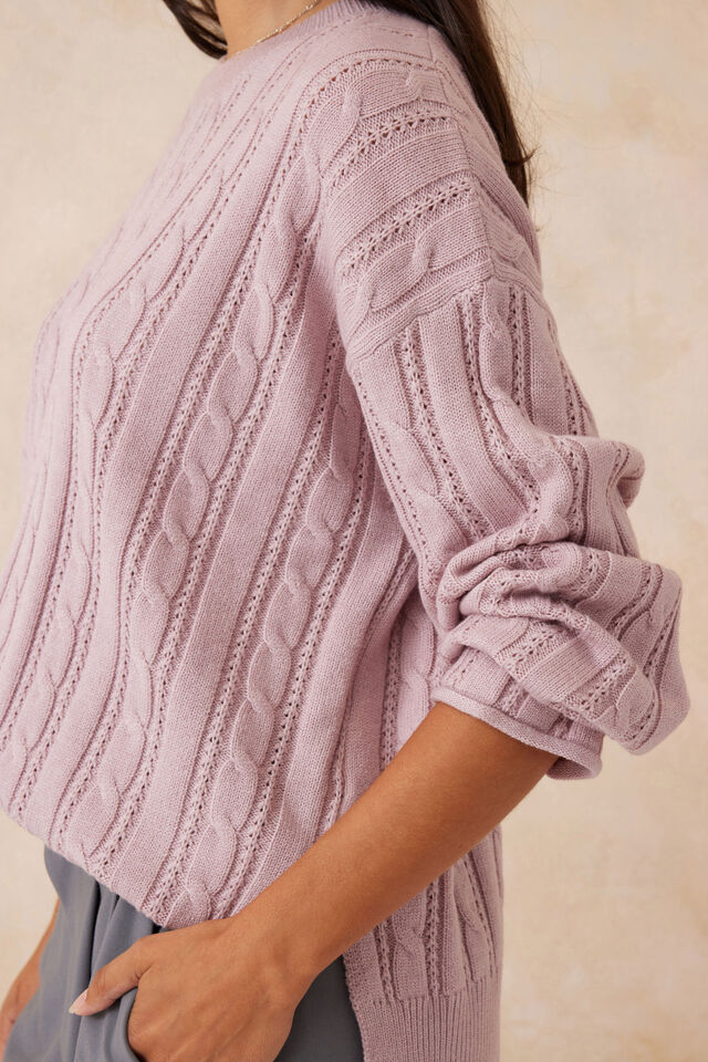 Soft Cable Knit Boysenberry Marle