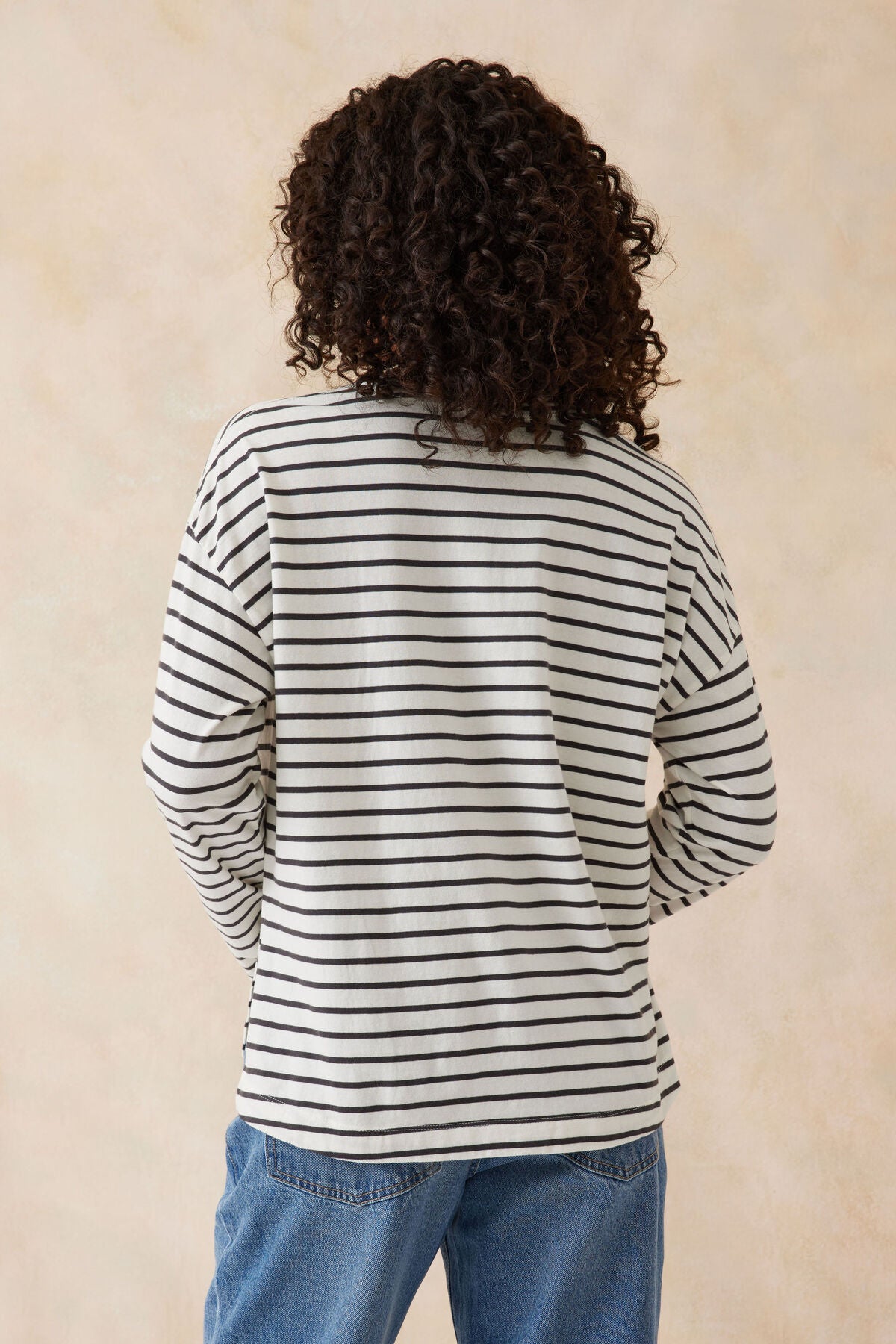 Slouchy Long Sleeve Vanilla Phantom Stripe