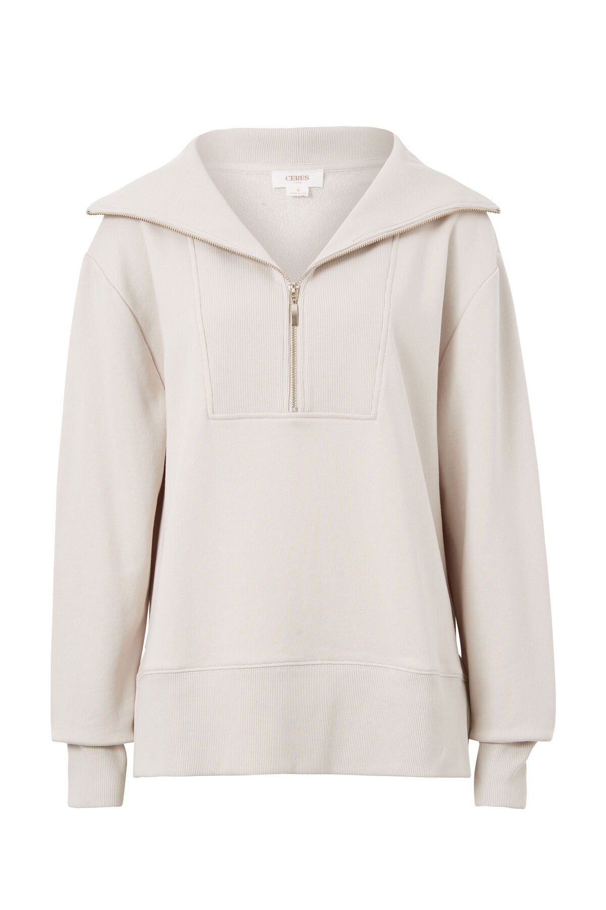 Half Zip Sweat Almond