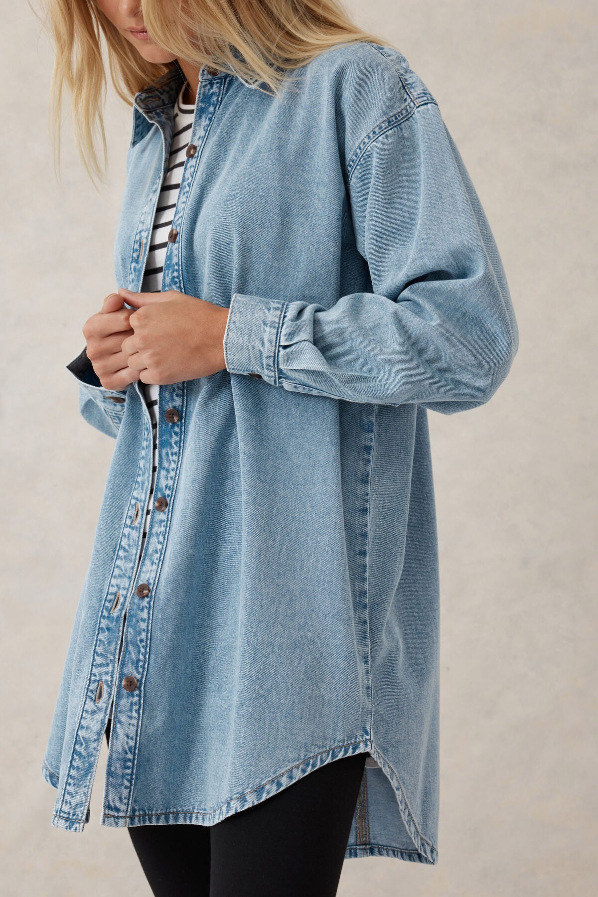Longline Denim Shirt Vintage Blue