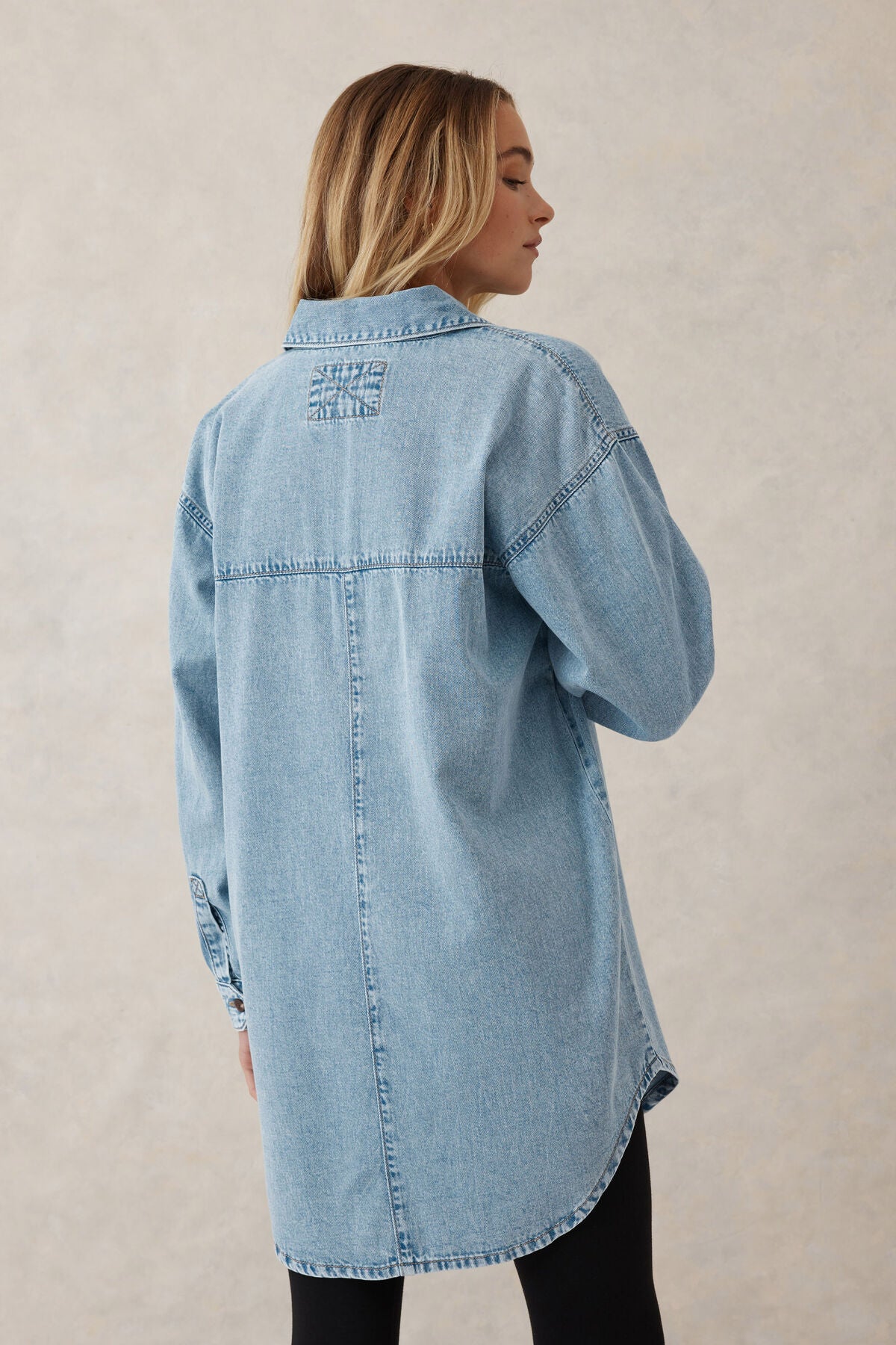 Longline Denim Shirt Vintage Blue