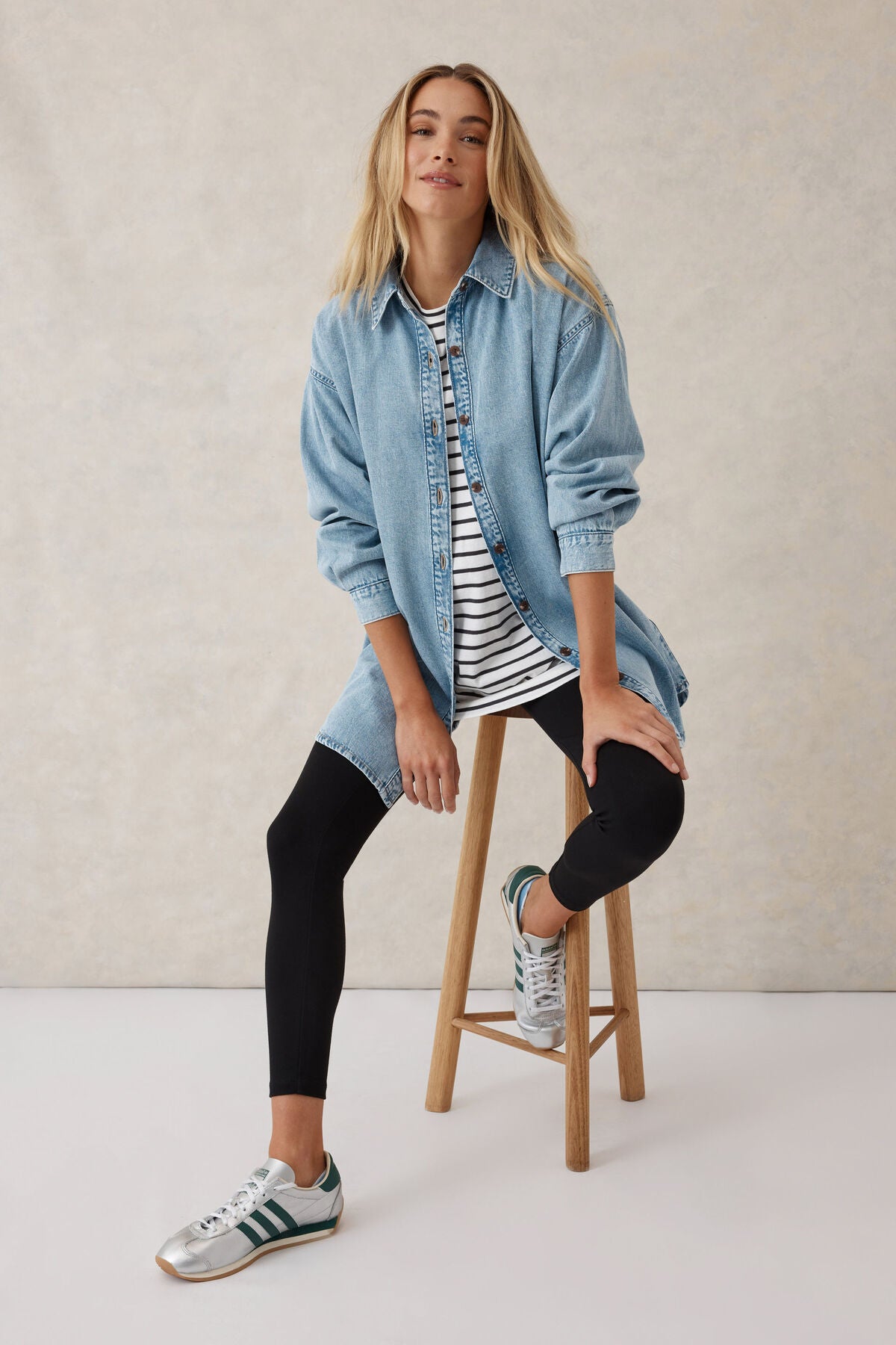 Longline Denim Shirt Vintage Blue