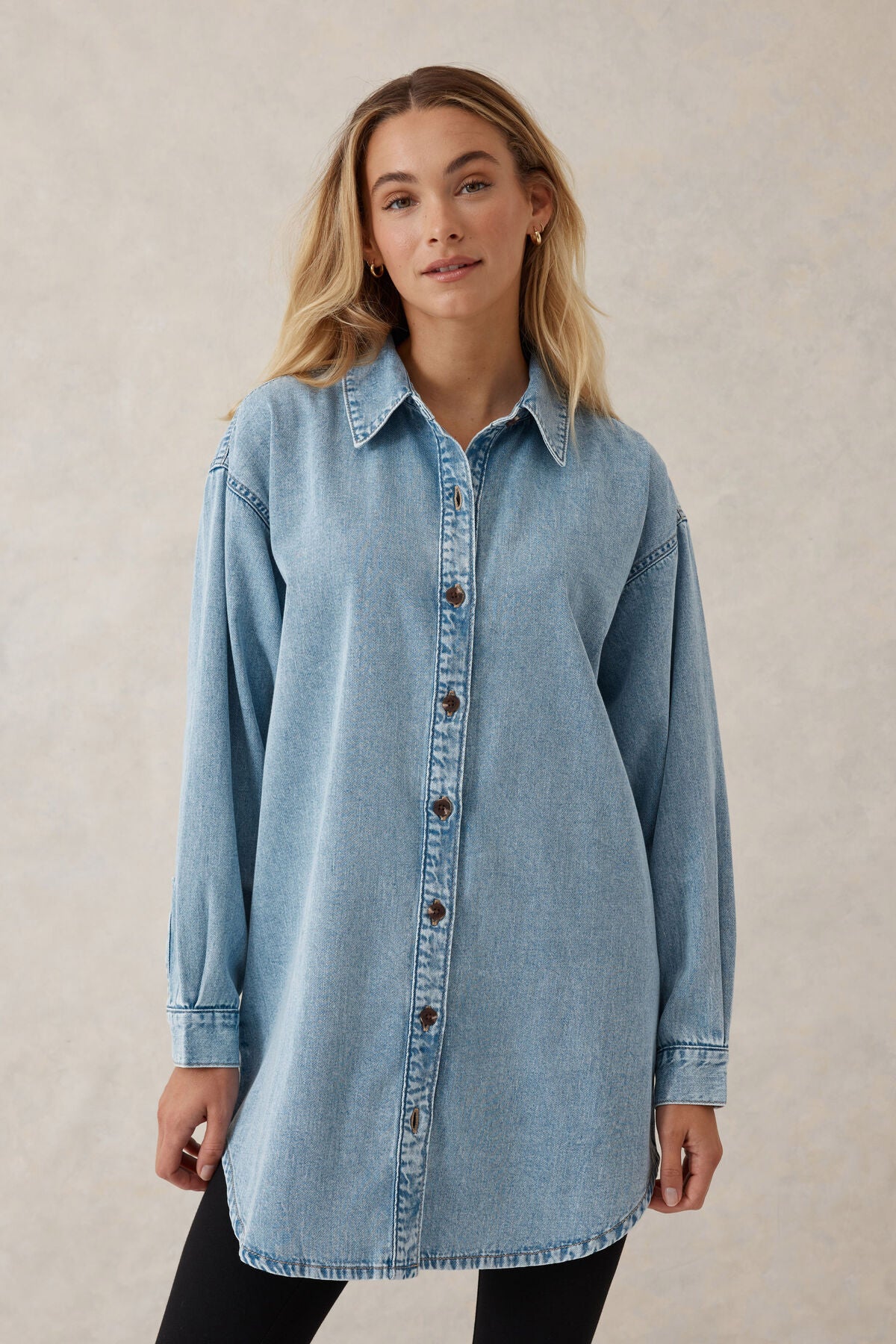 Longline Denim Shirt Vintage Blue