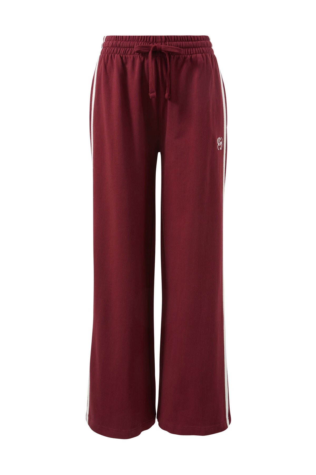 Wide Leg Terry Track Pant Burgundy