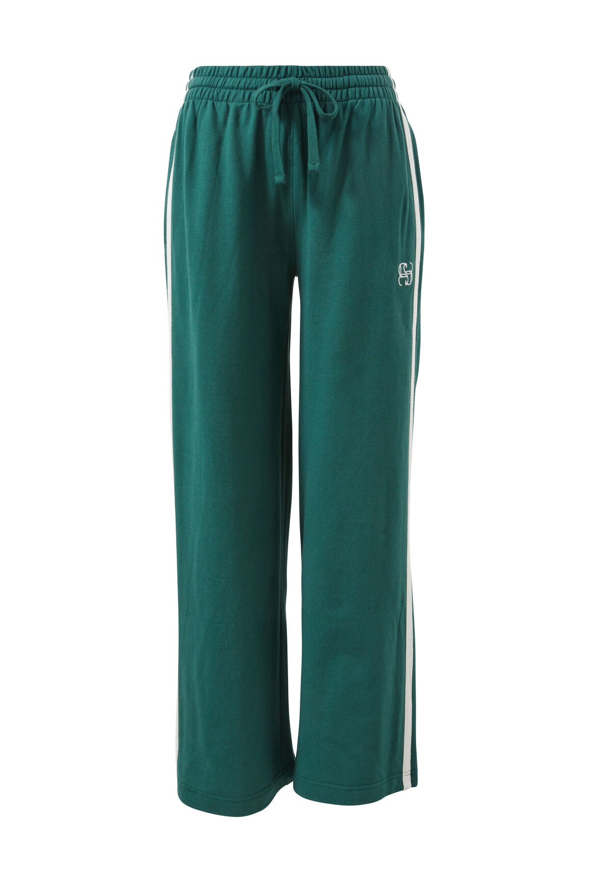 Wide Leg Terry Track Pant Pine Green