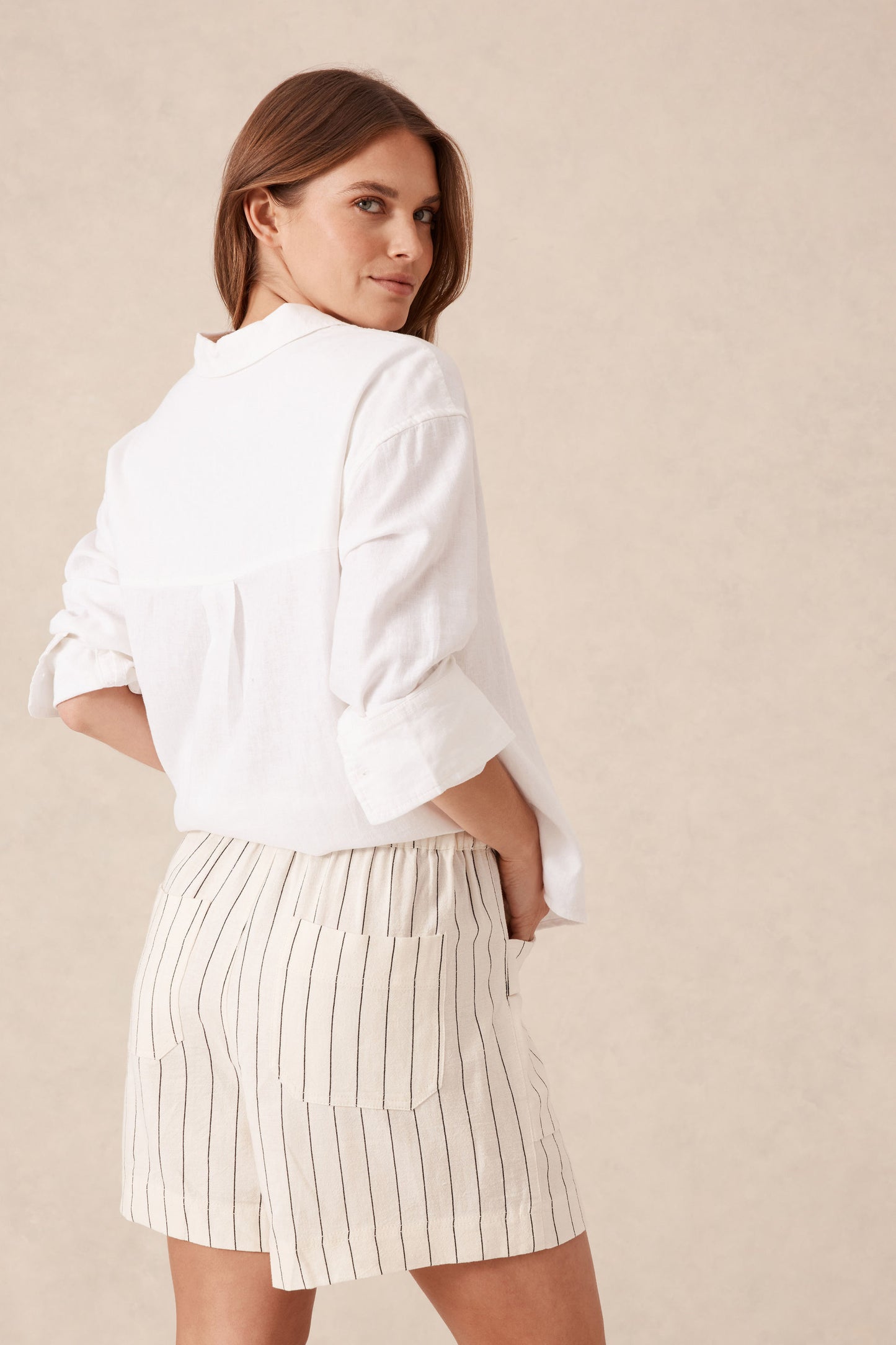 Panelled Pull On Short Stripe