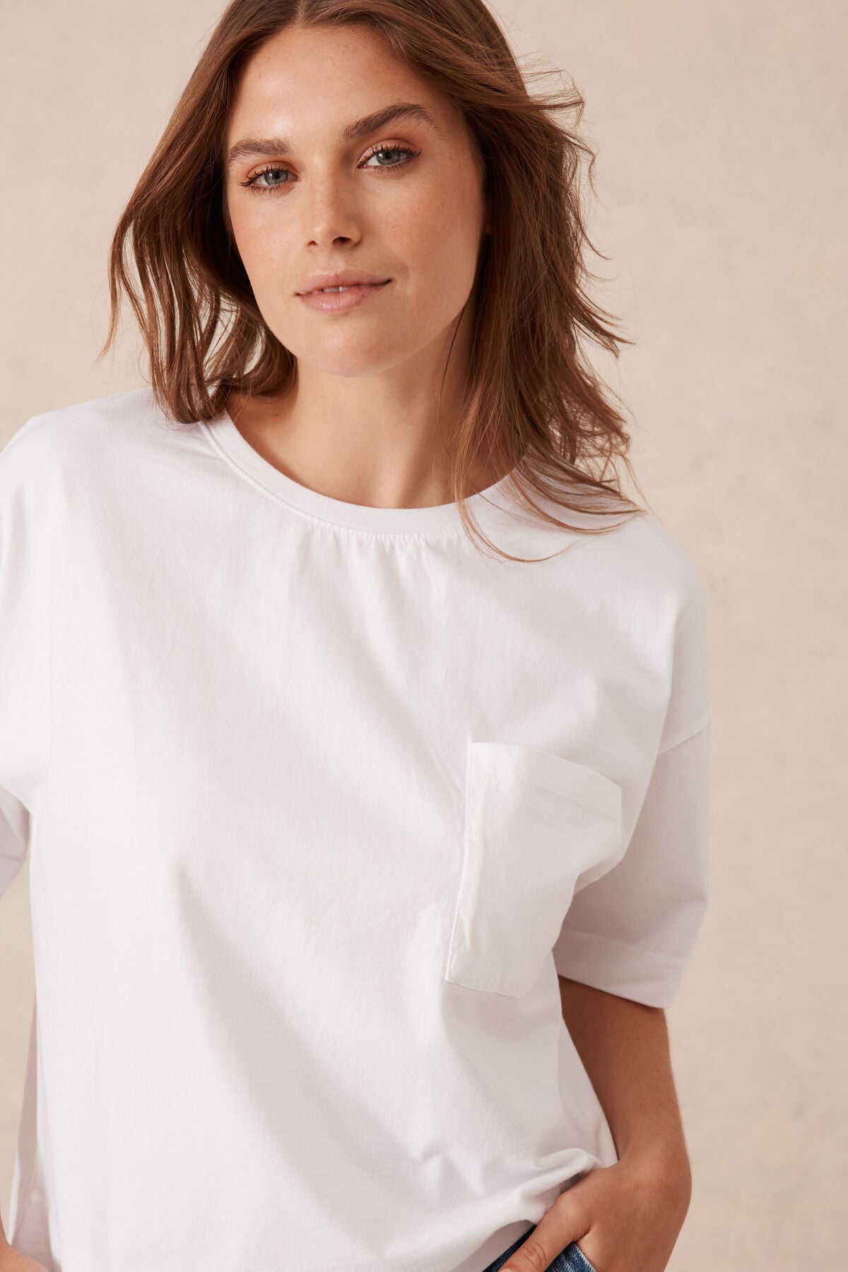 Boxy Pocket Tee White