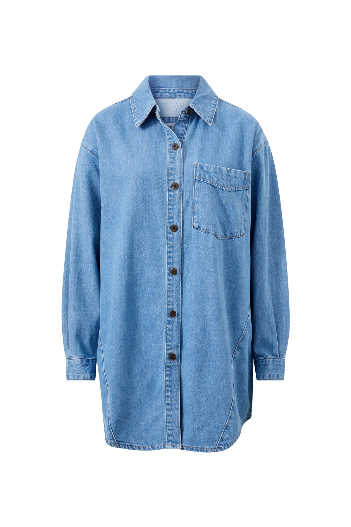 Maeve Longline Panelled Denim Shirt