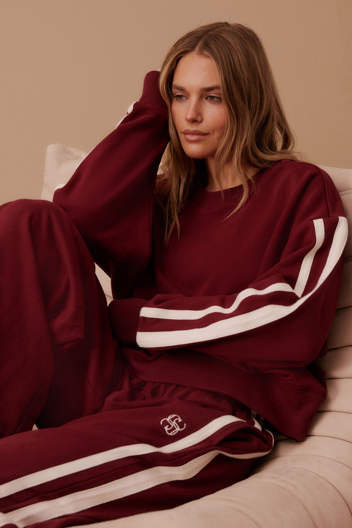 Sporty Slouchy Crew Burgundy