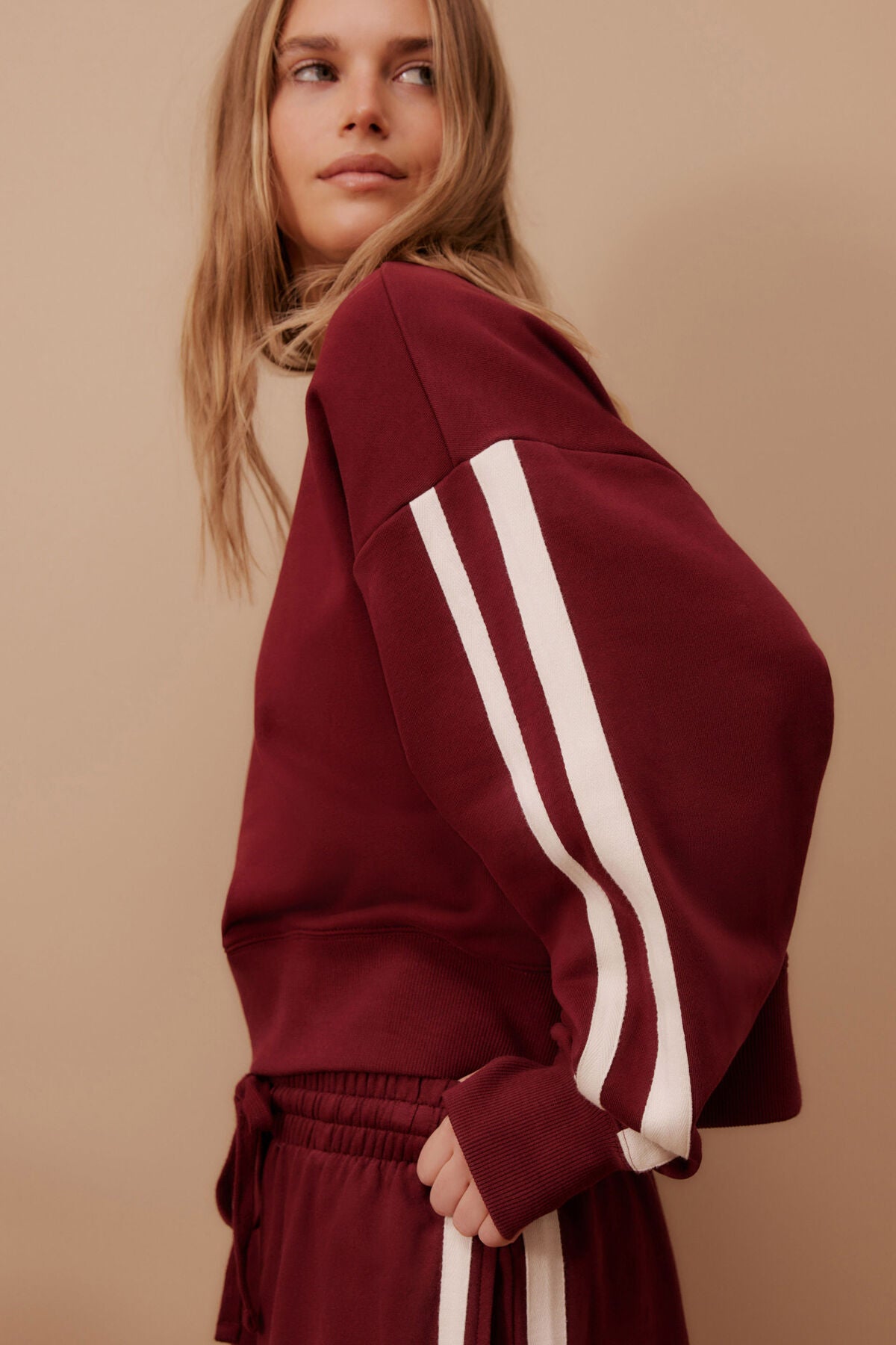 Sporty Slouchy Crew Burgundy