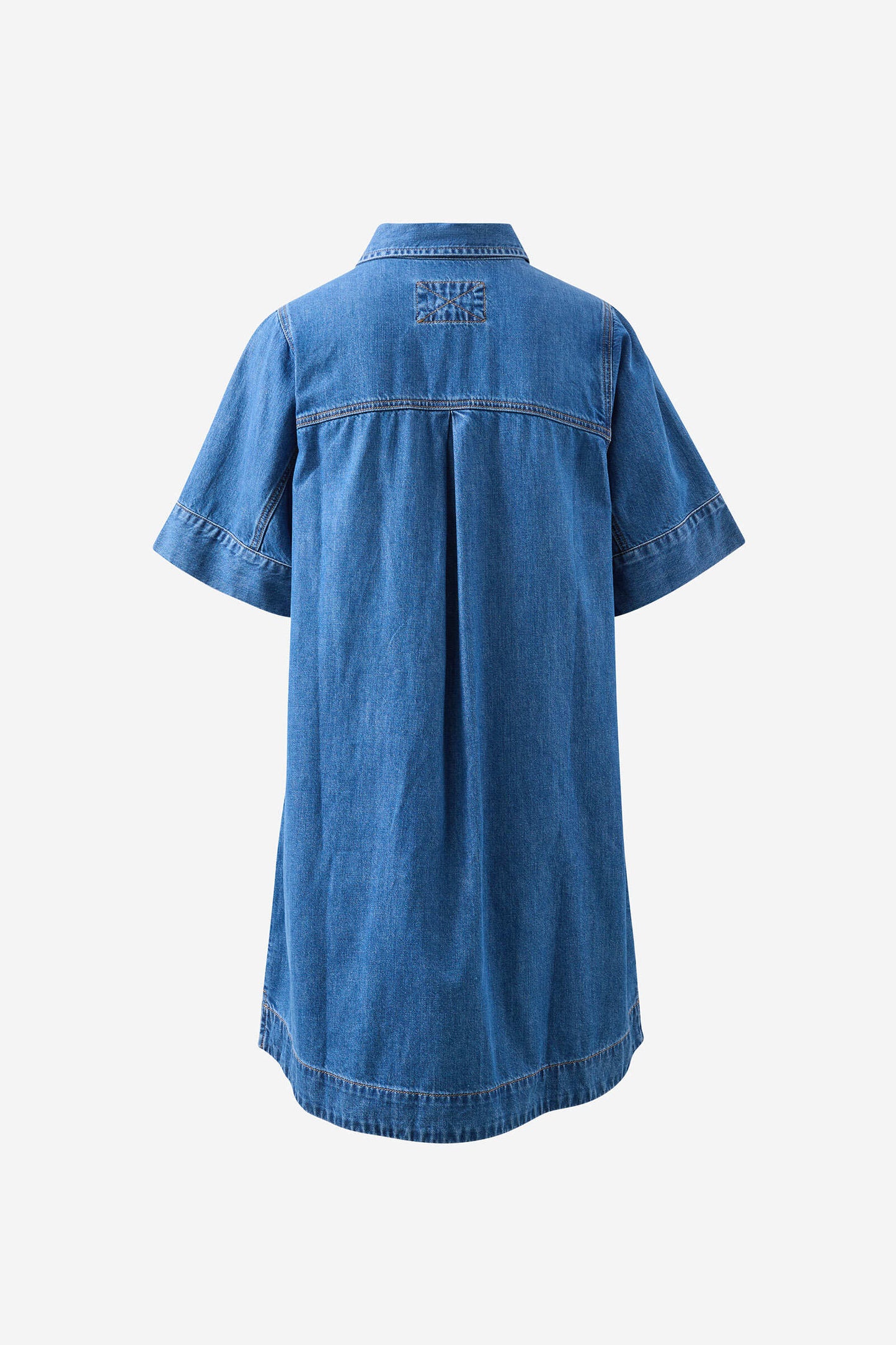 Ava Short Sleeve Yoke Detail Mini Dress Fresh Indigo