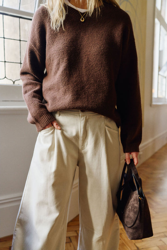 Gemma Pleat Pant ~ eggshell