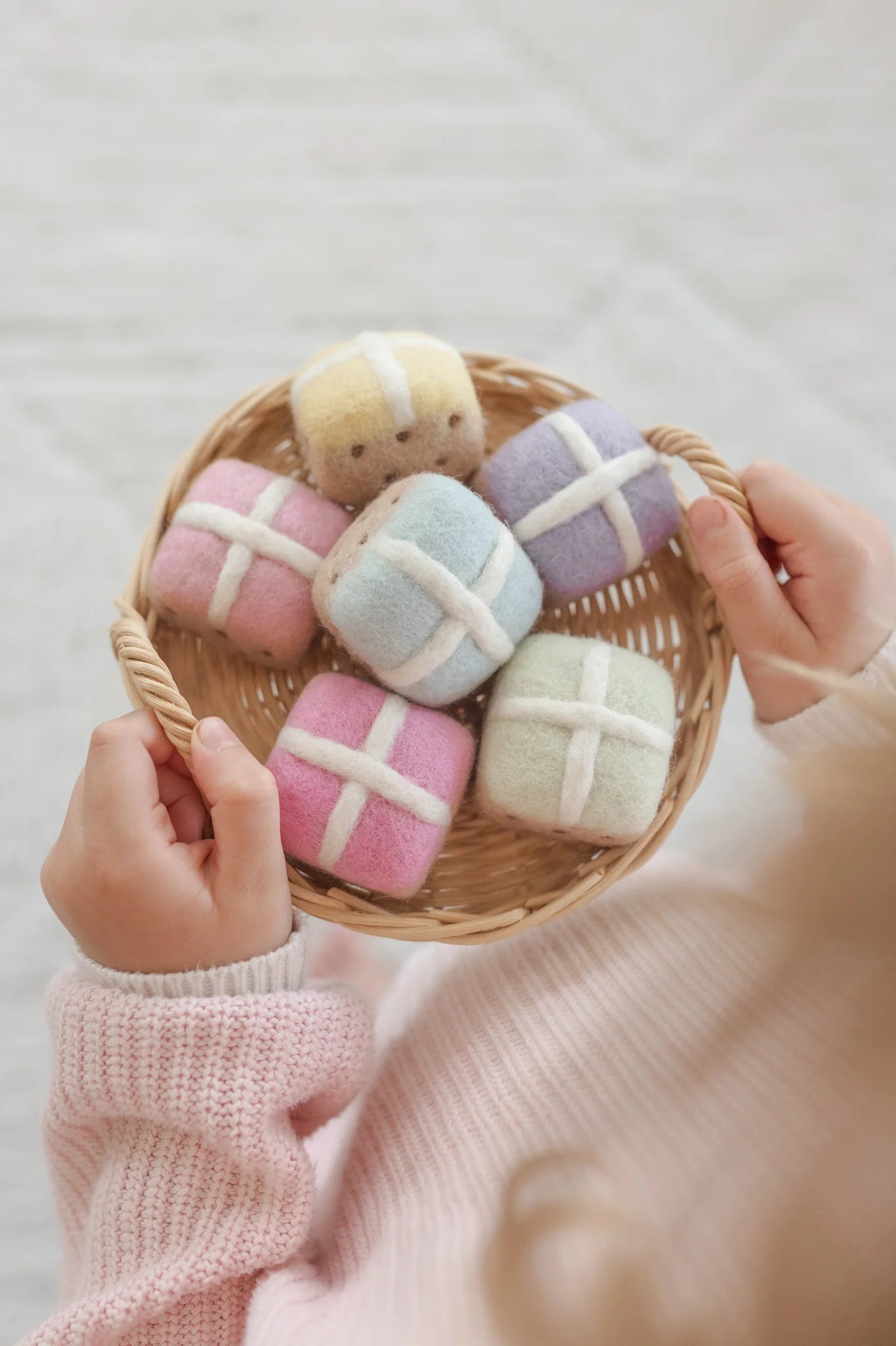 Felt Mini Hot Cross Buns Rainbow Set of 6