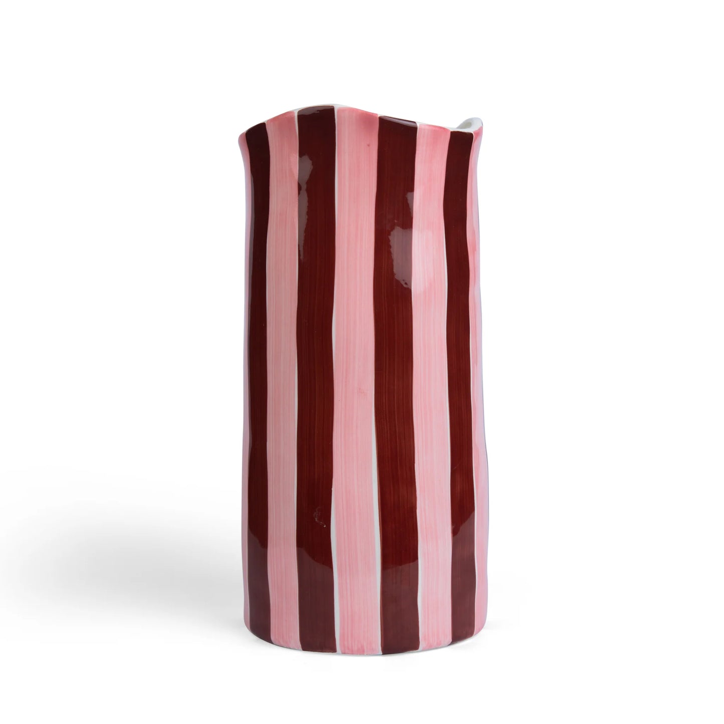 Large Stripe Vase ~ Burgundy + Pink