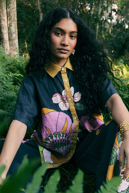 Vivid Button Up Shirt in India ink