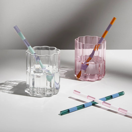 Striped Glass Straws Set of 4