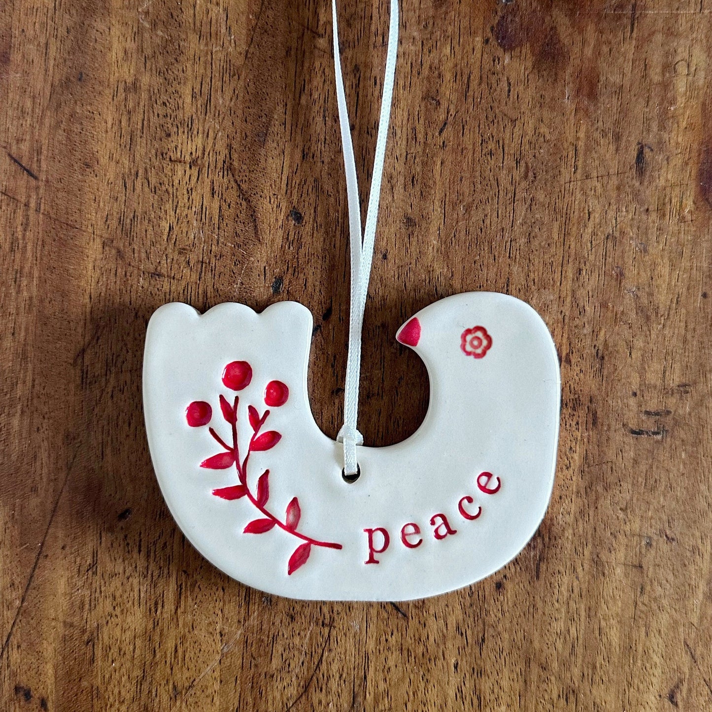 Peace Christmas Bird Ornament