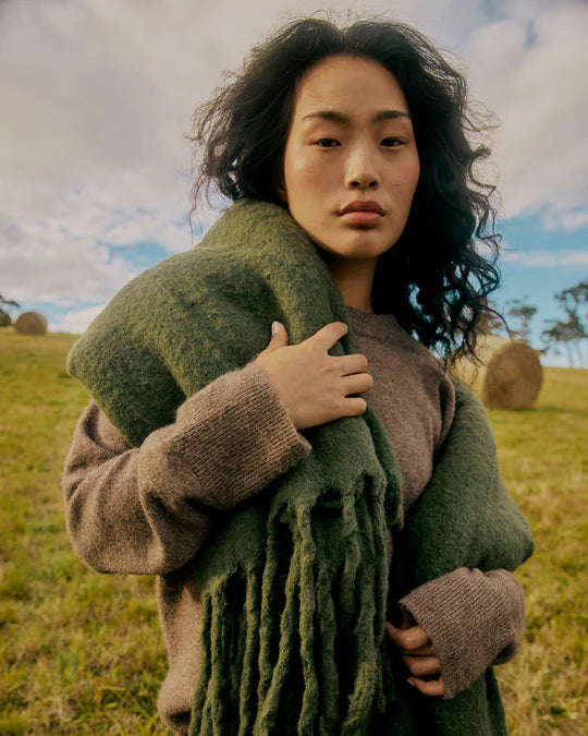 Merino Alpaca Throw - Olive