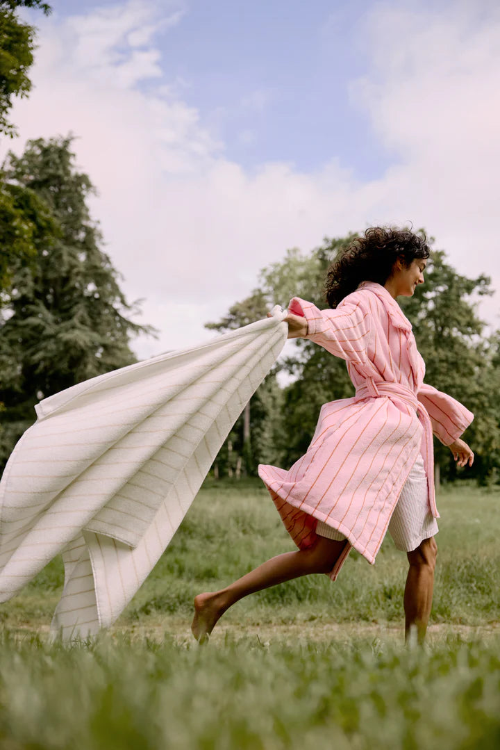 Bath Sheet Pin Stripe Biscuit