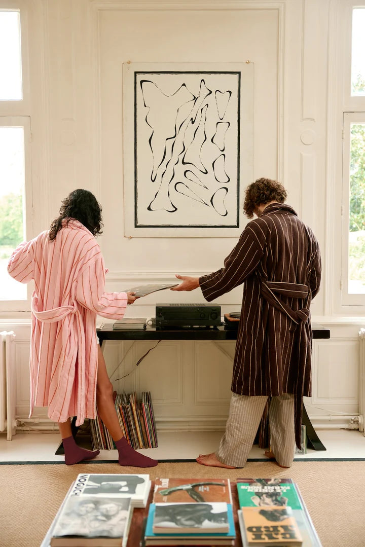 Fleur Pin Stripe Terry Robe