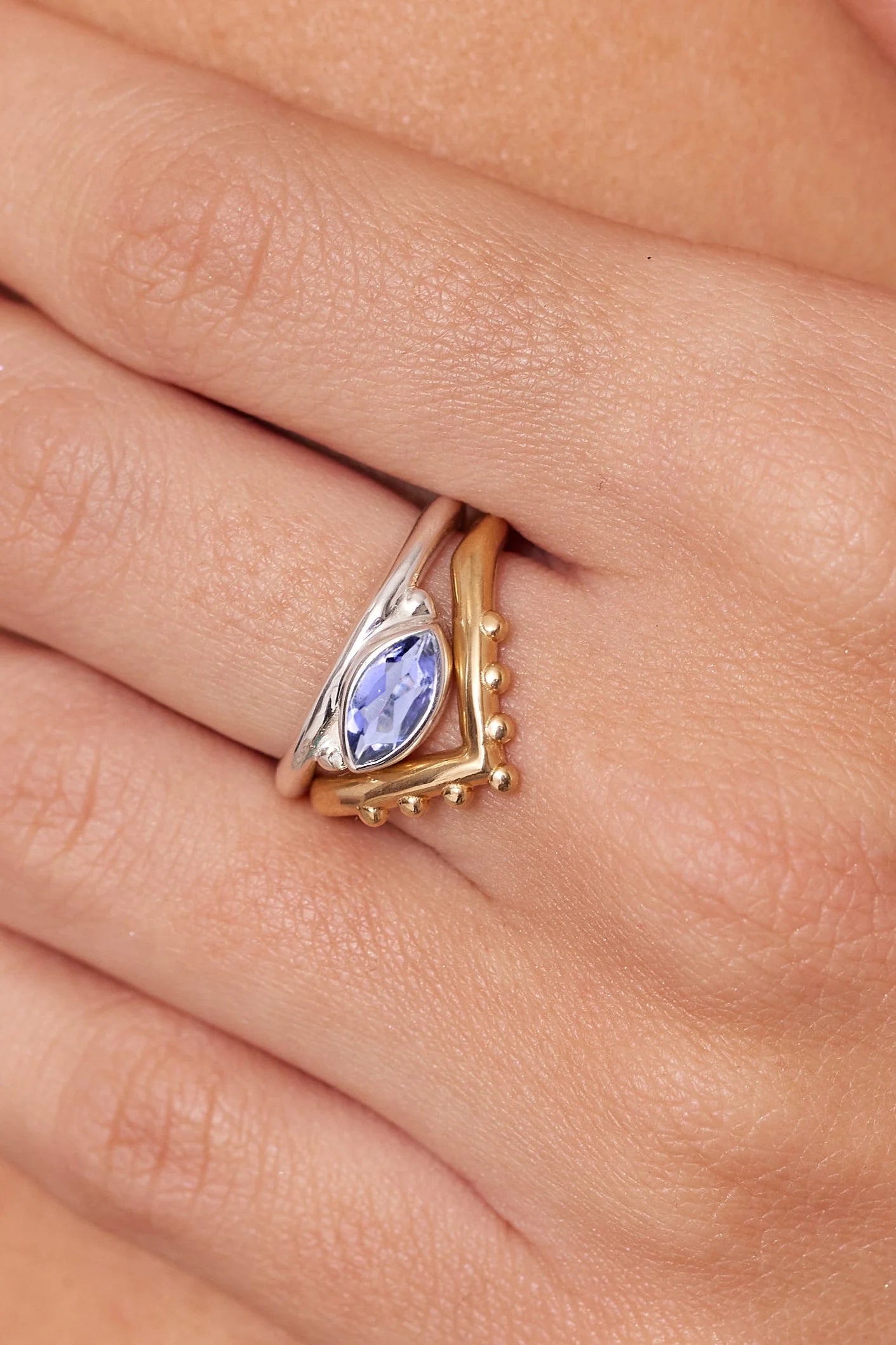 Nyra Marquise Iolite Silver Stacker ~ 6/S