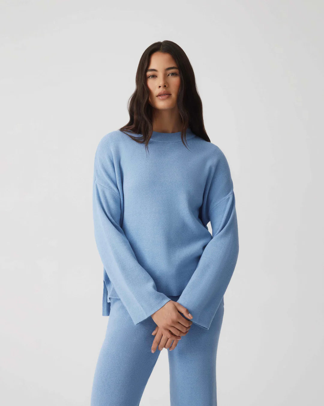 Cotton Cashmere Knit Sweater ~ Frost
