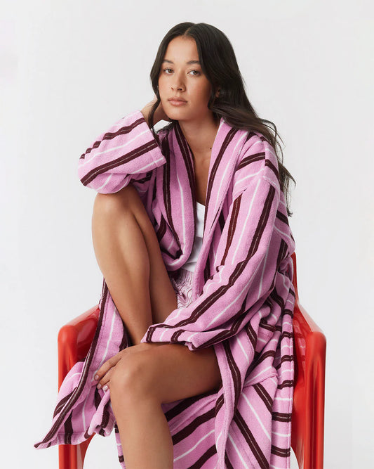 Fuchsia Stripe Terry Robe