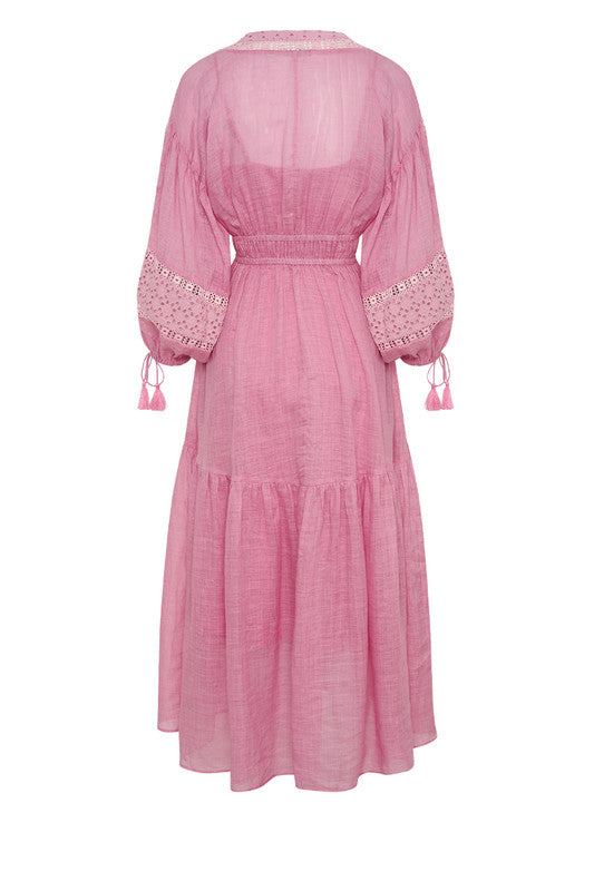 Billow Sleeve Maxi Dress Oyster Pink