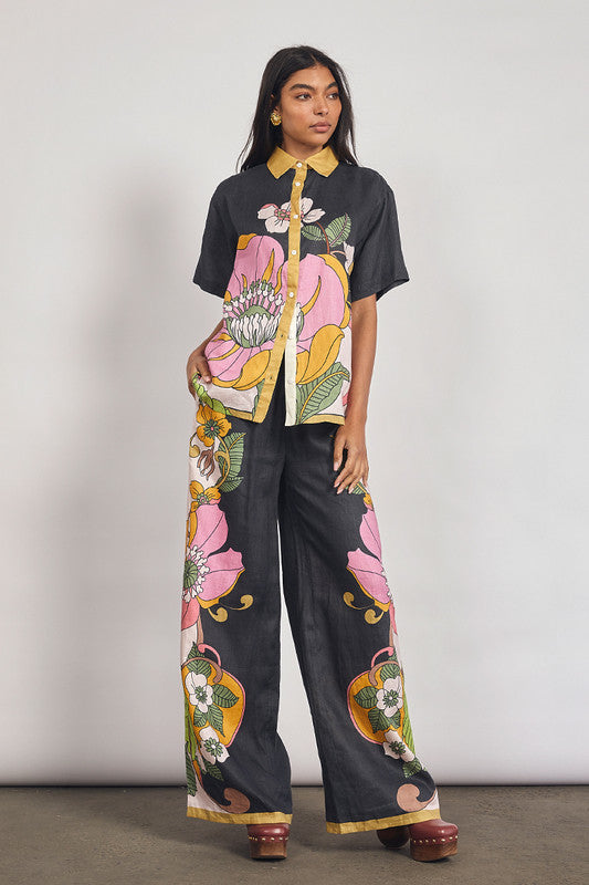 Vivid Elastic Waist Pants in India ink