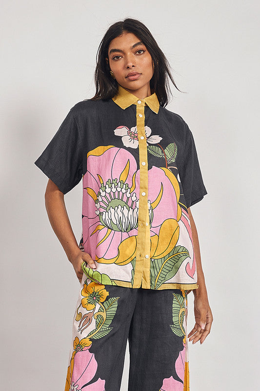 Vivid Button Up Shirt in India ink