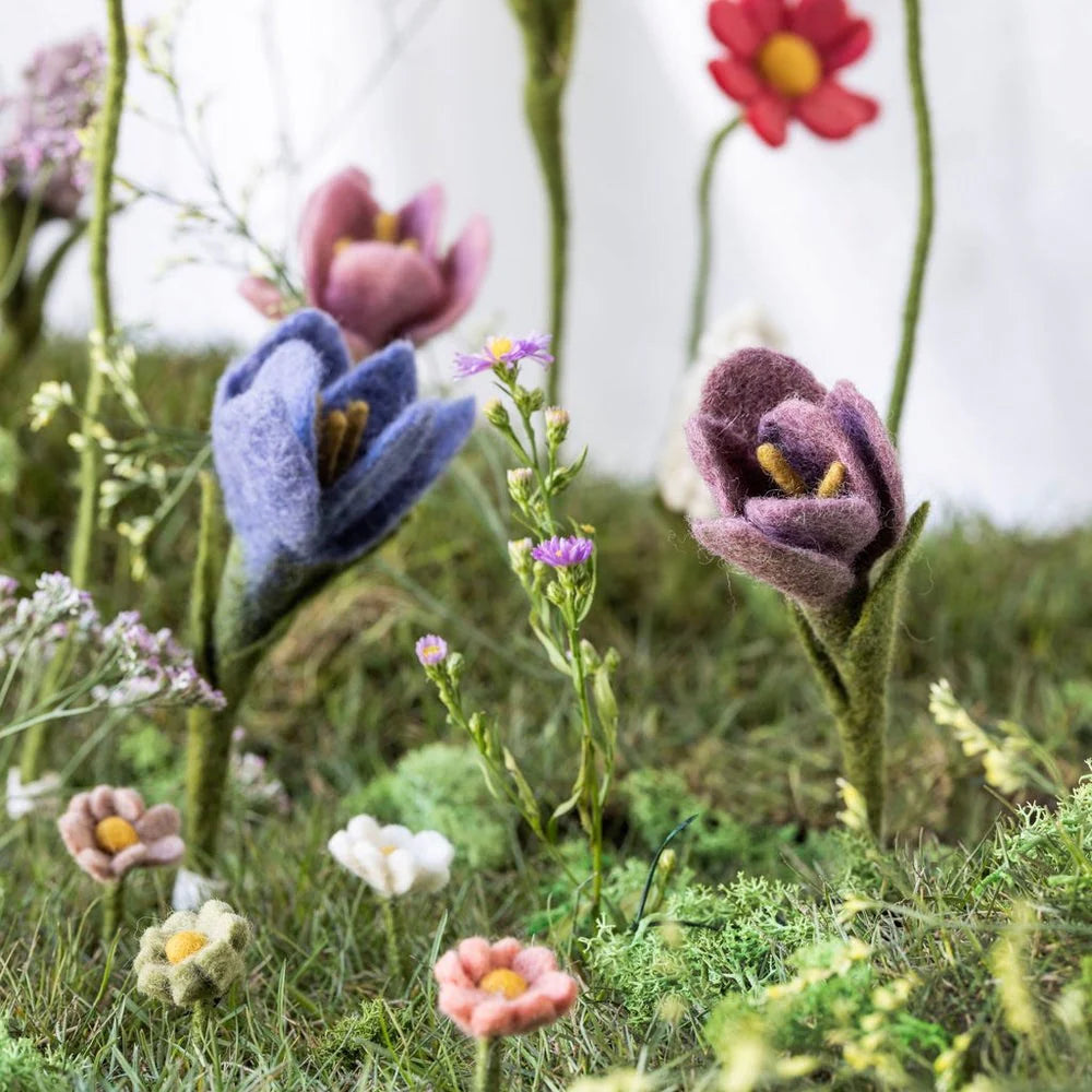 Crocus Felted Flower Purple