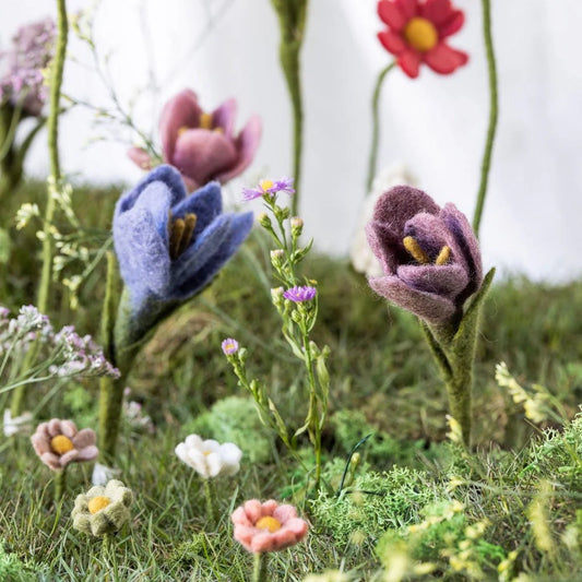 Crocus Felted Flower Purple
