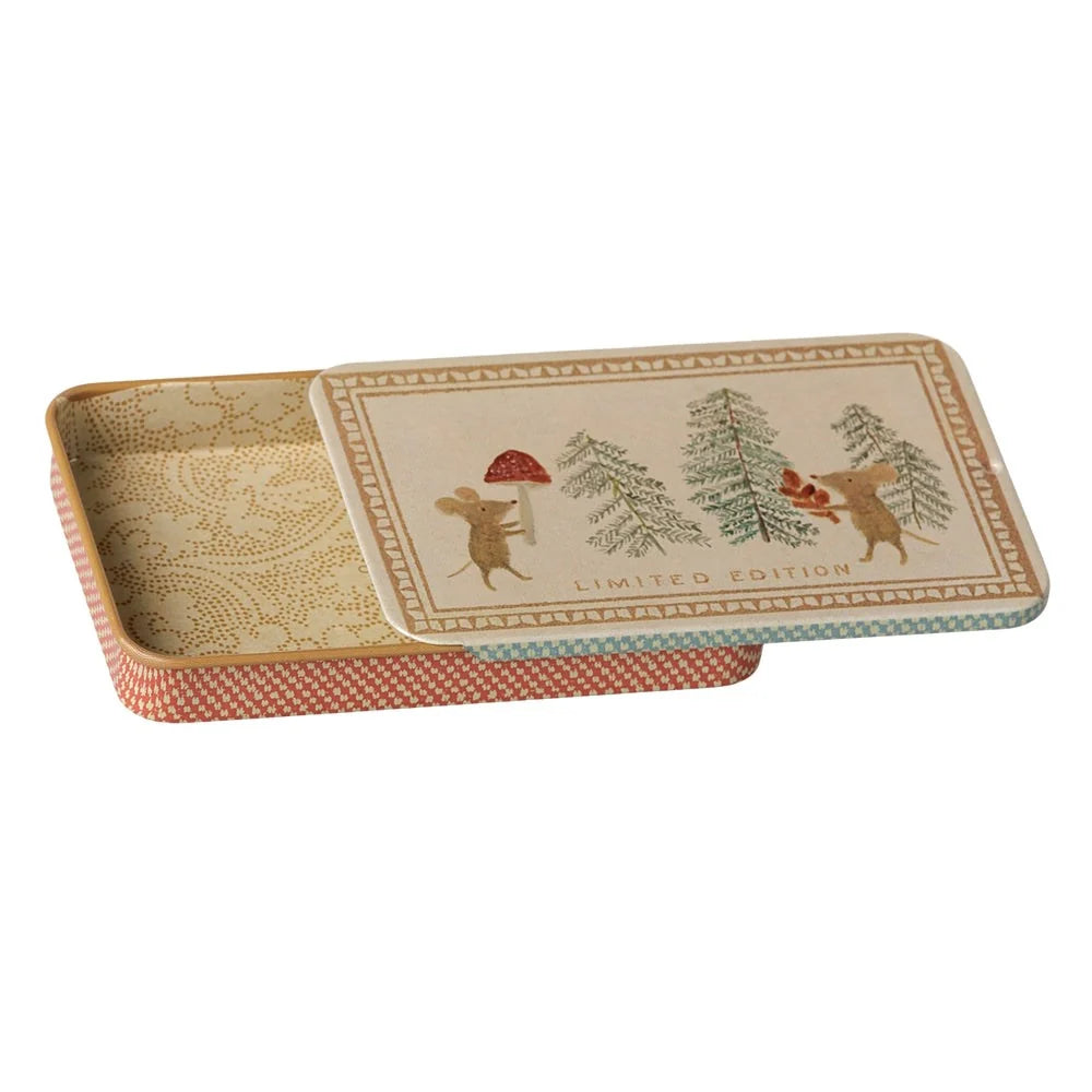 Metal Box Sliding Lid Christmas Mice
