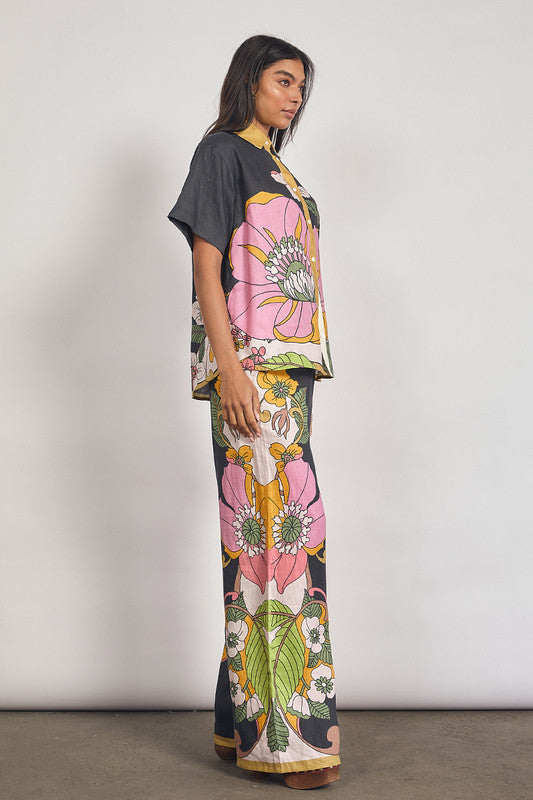 Vivid Elastic Waist Pants in India ink