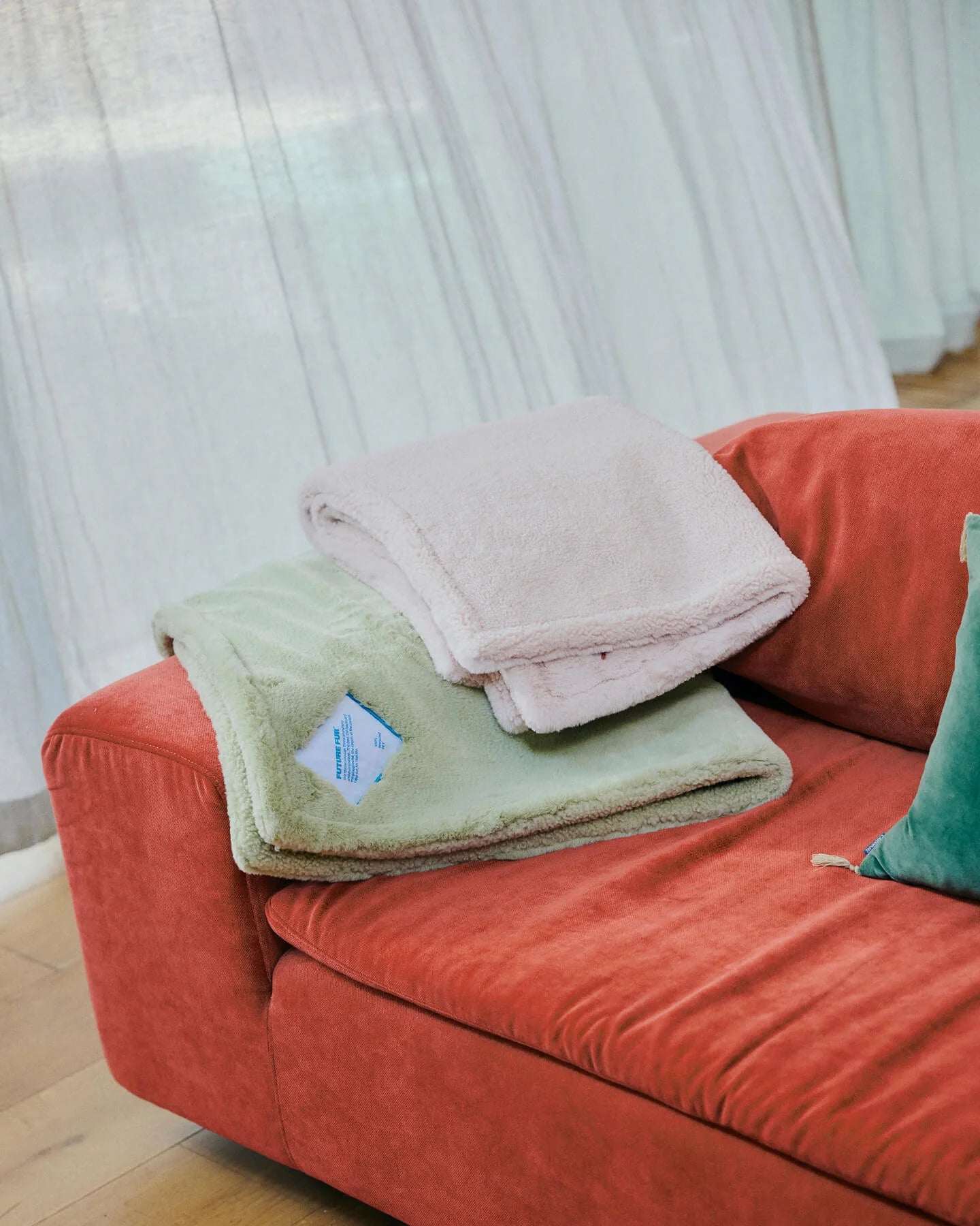 Green Double Plush Future Fur Blanket
