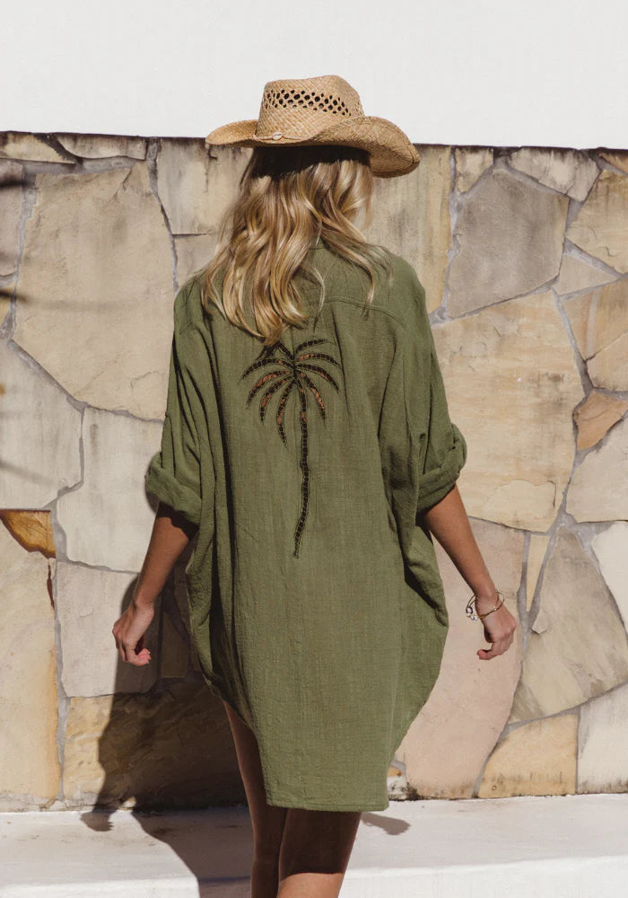 Palms Shirt Dress ~ Cactus