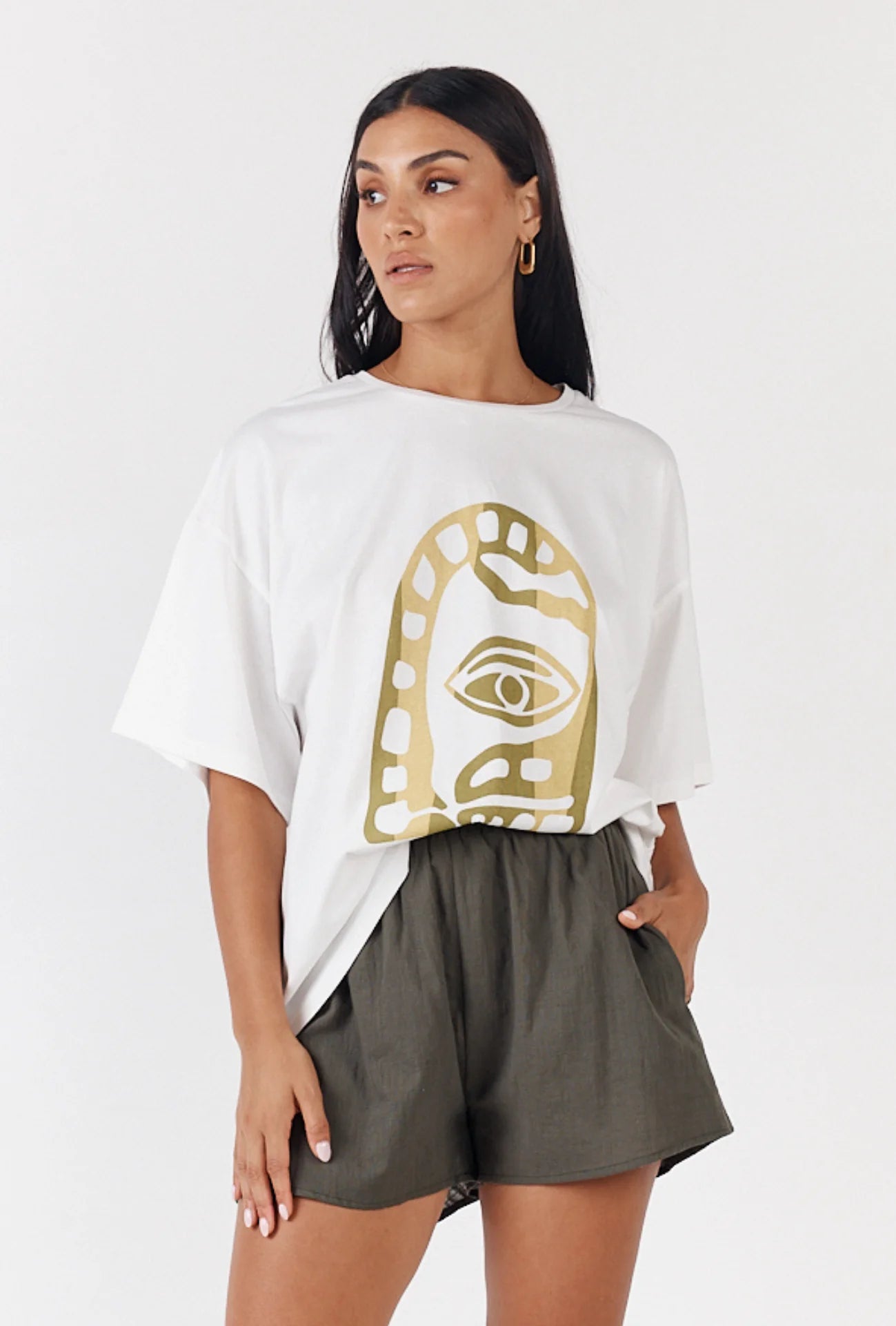 Paradise Tee Ivory and Green